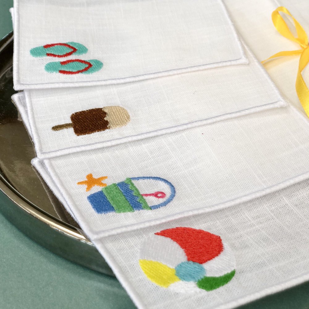 Beach Holiday Linen Cocktail Napkins Set of 4