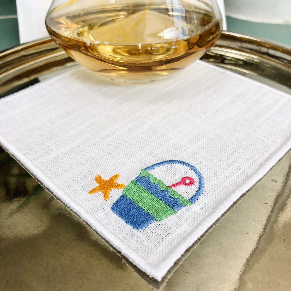 Beach Holiday Linen Cocktail Napkins Set of 4