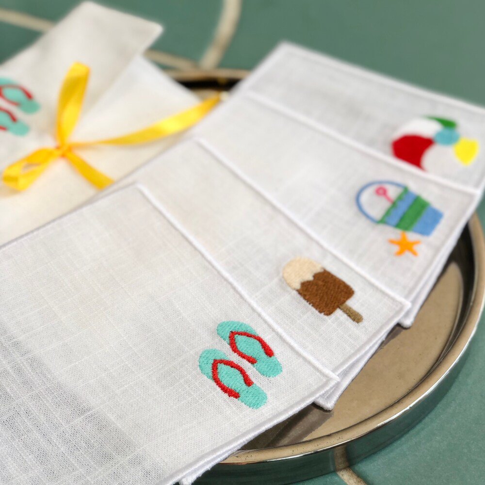 Beach Holiday Linen Cocktail Napkins Set of 4