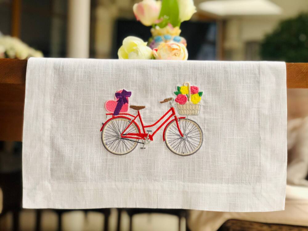 Bicycle Picnic Linen Table Runner