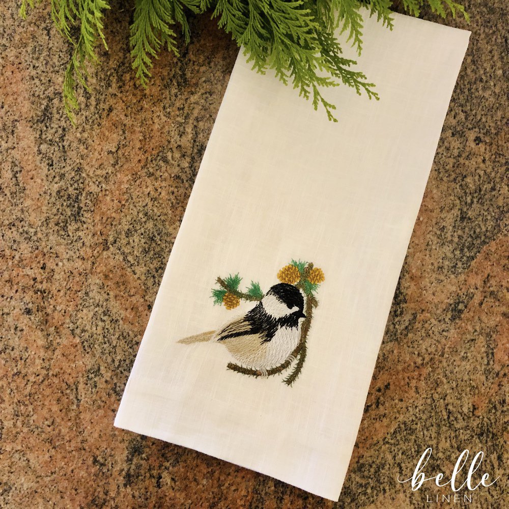 Chickadee Guest Linen Towel