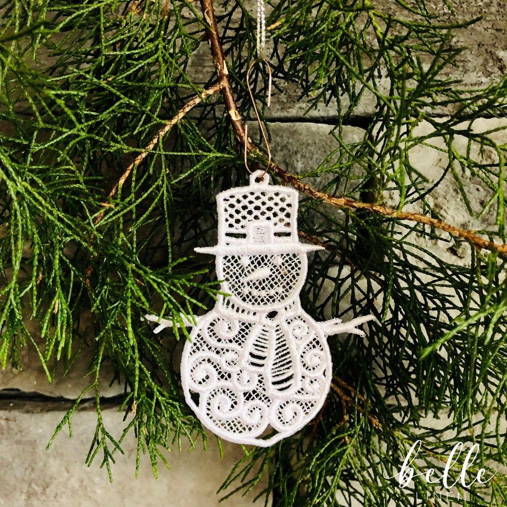 Christmas Lace Ornament - Snowman #1