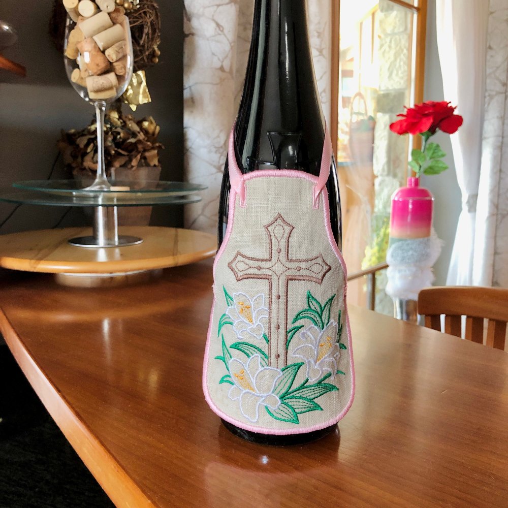Easter Cross Bottle Linen Apron