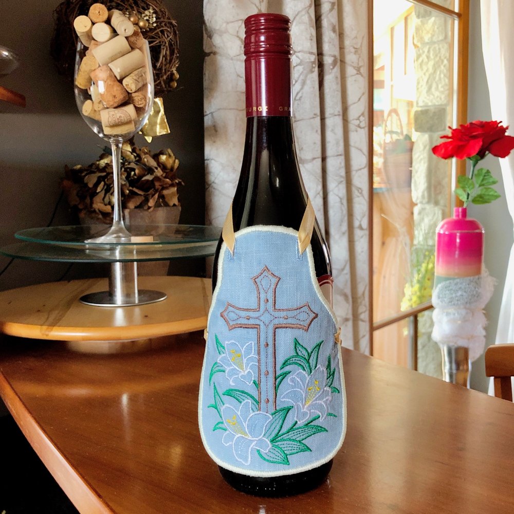 Easter Cross Bottle Linen Apron