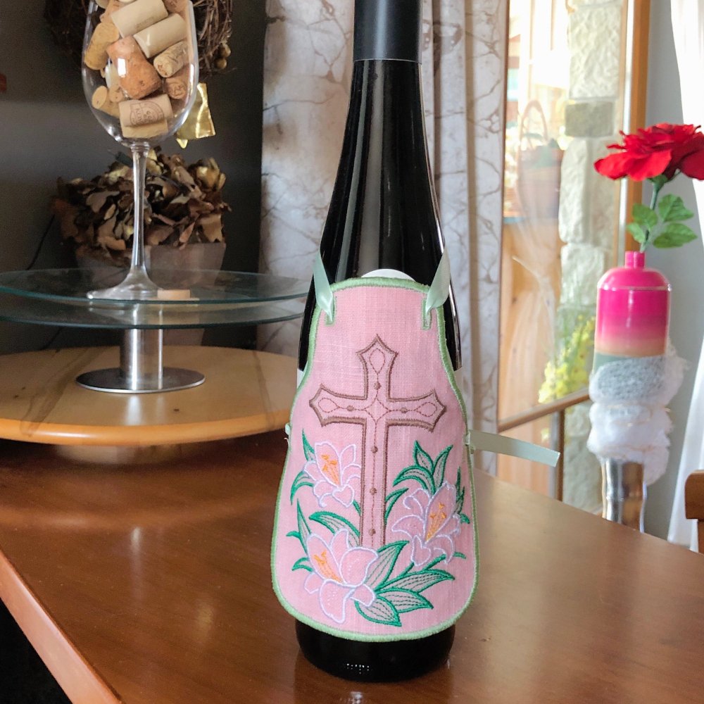 Easter Cross Bottle Linen Apron