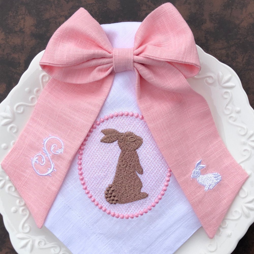 Easter Monogram Linen Ribbon