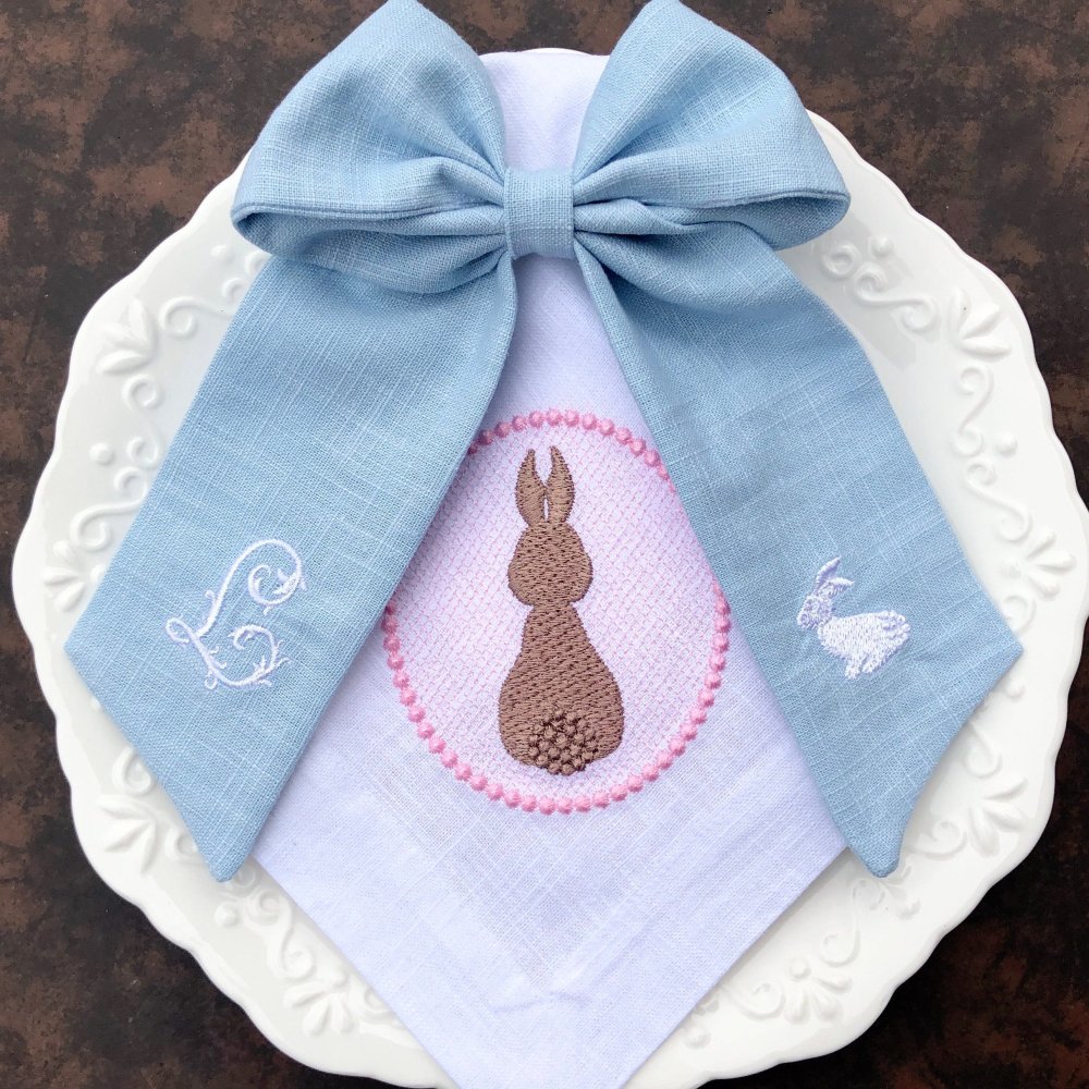 Easter Monogram Linen Ribbon
