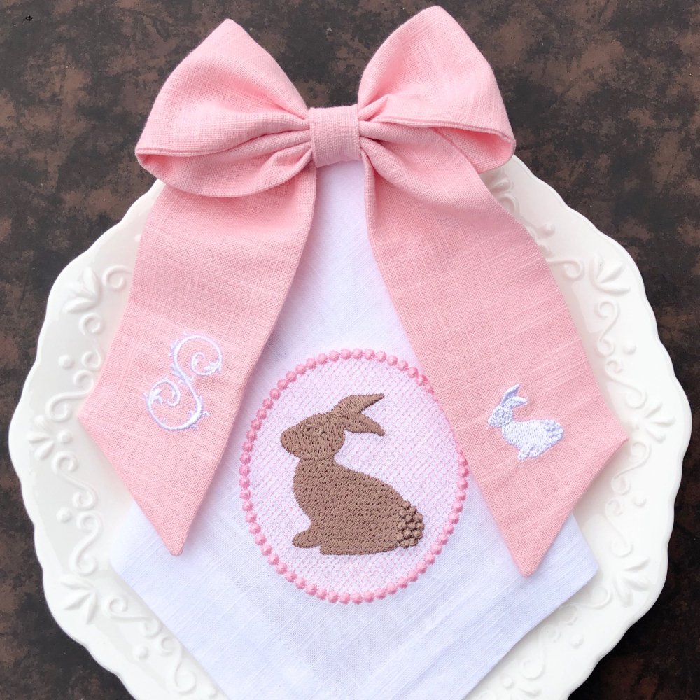 Easter Monogram Linen Ribbon