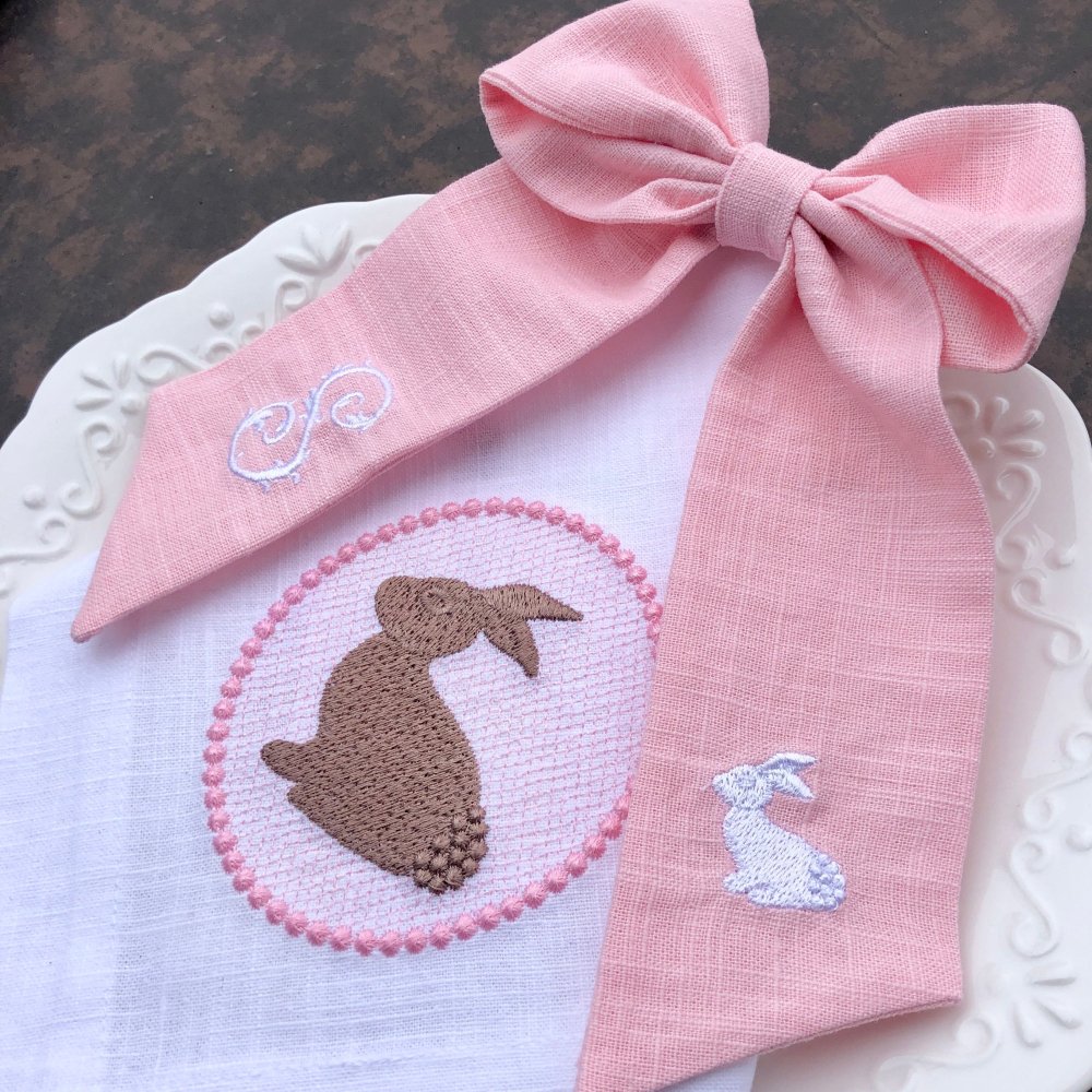 Easter Monogram Linen Ribbon