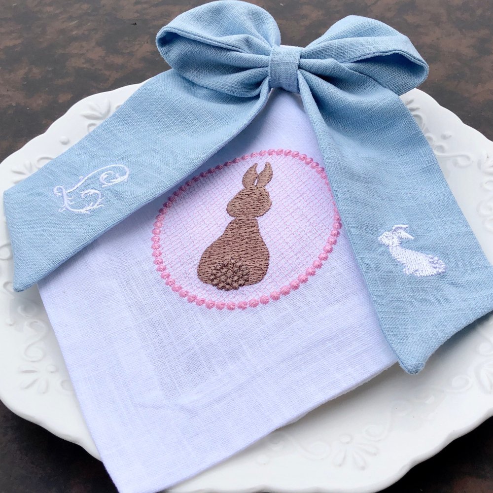 Easter Monogram Linen Ribbon