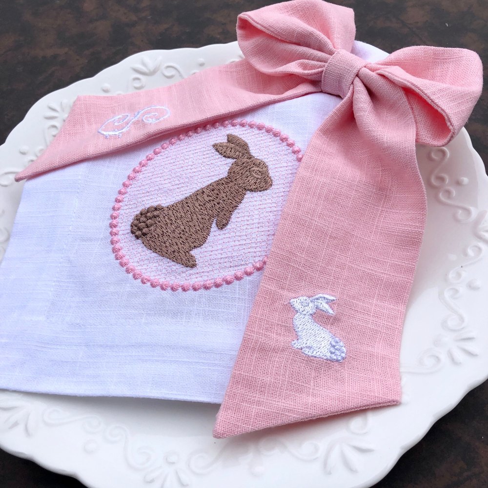 Easter Monogram Linen Ribbon