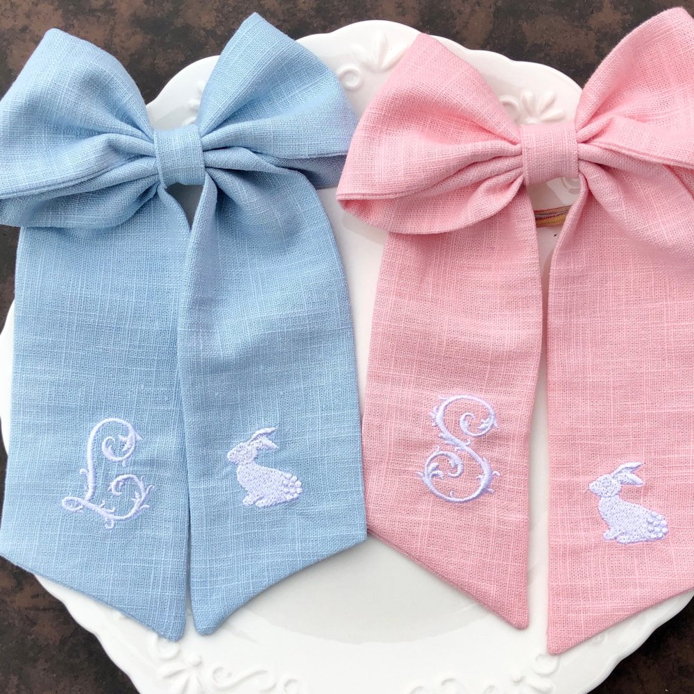 Easter Monogram Linen Ribbon