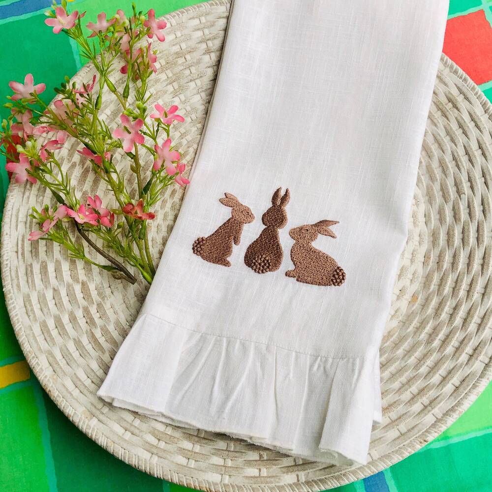 Easter Trio Bunnies Guest Linen Towel