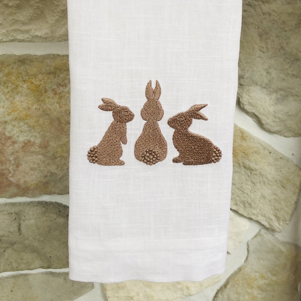 Easter Trio Bunnies Guest Linen Towel