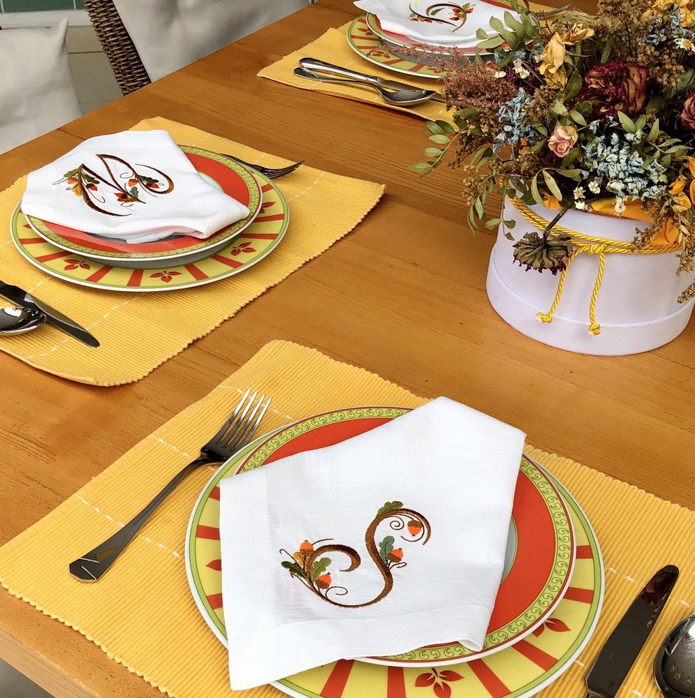 Fall Acorn Monogram Linen Napkin