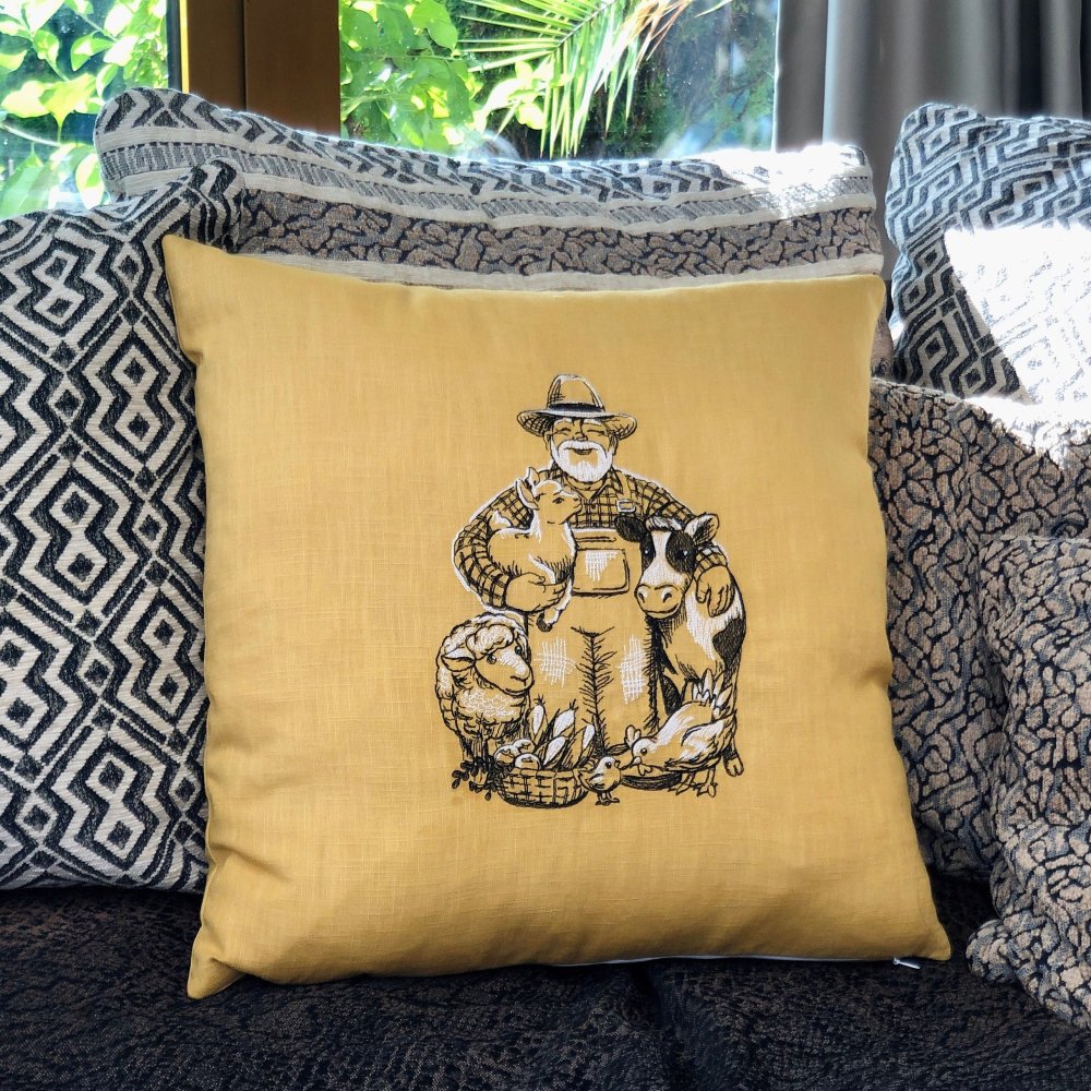 Farm House Embroidered Pillow Case