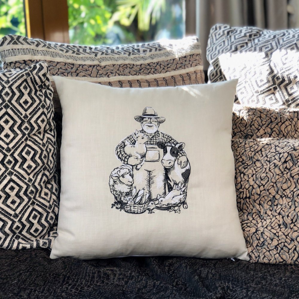 Farm House Embroidered Pillow Case