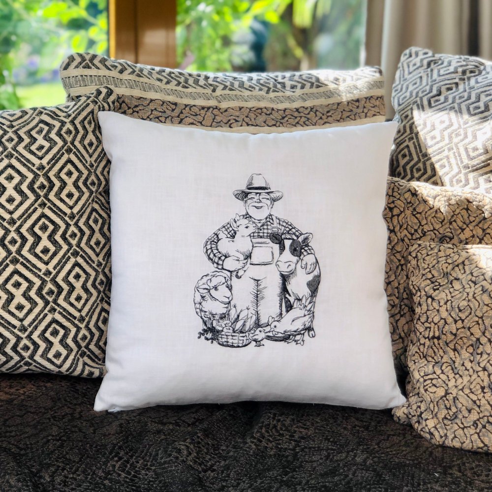 Farm House Embroidered Pillow Case