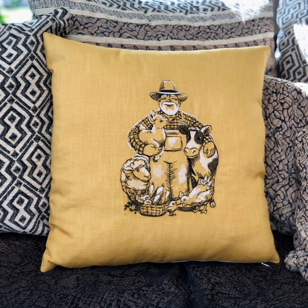 Farm House Embroidered Pillow Case