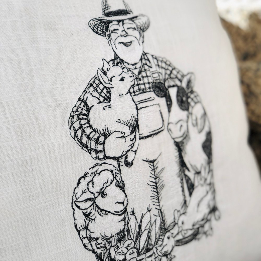 Farm House Embroidered Pillow Case