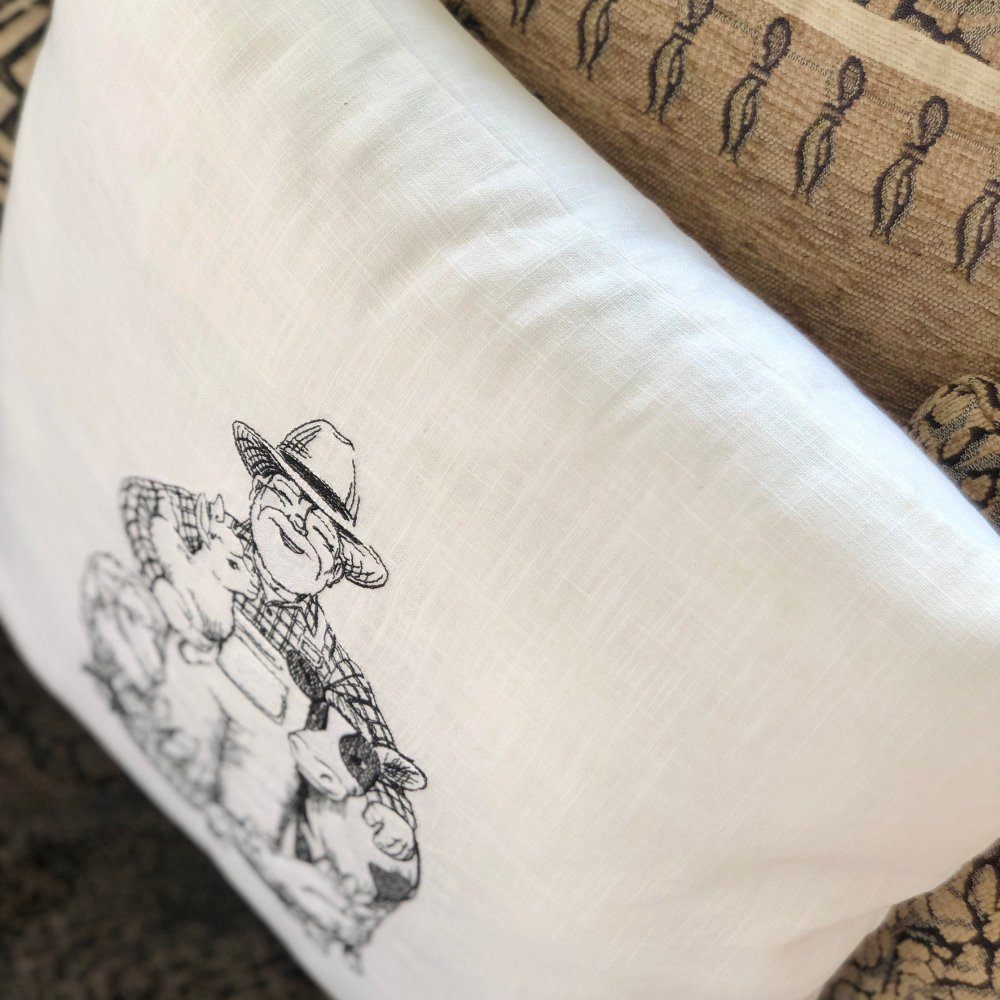 Farm House Embroidered Pillow Case