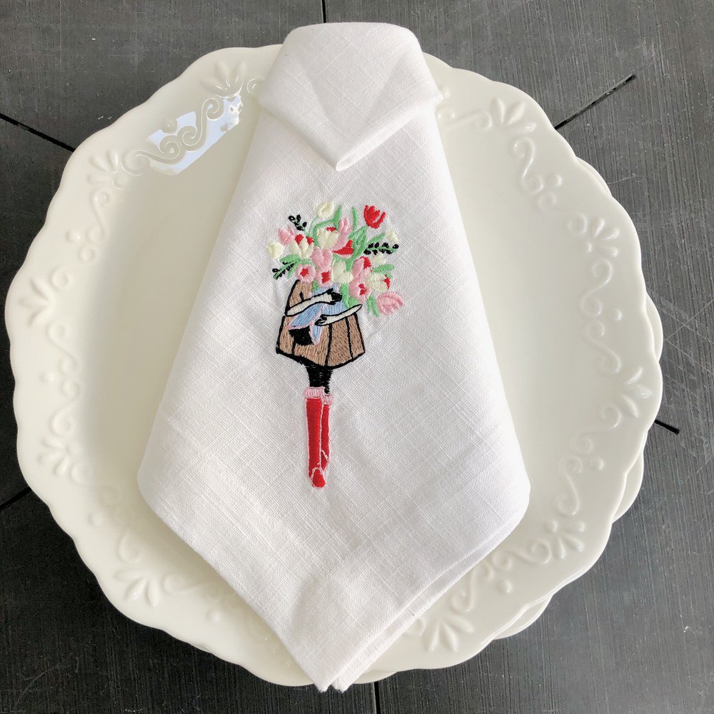 Flower Girl Linen Napkin