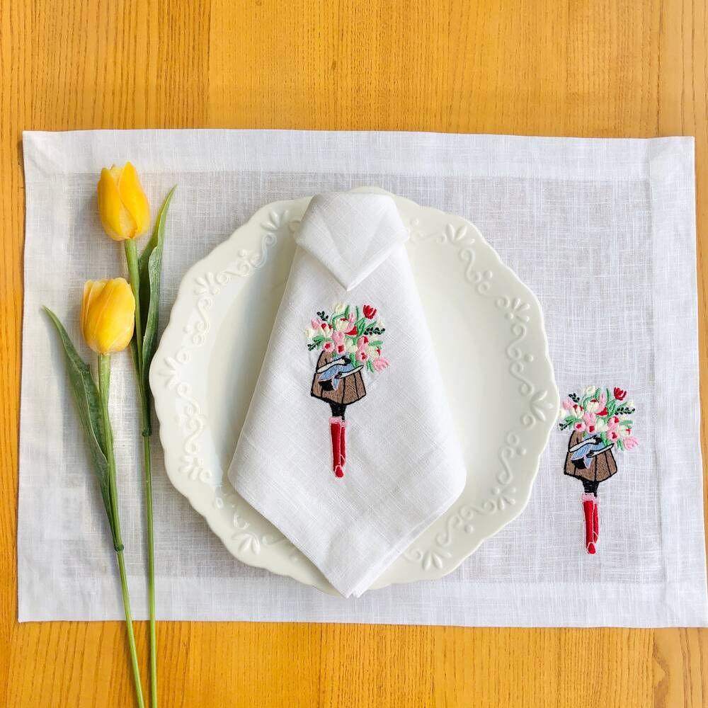 Flower Girl Linen Napkin