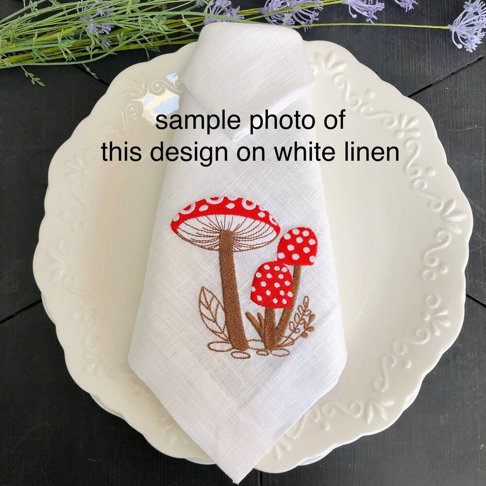 Forest Mushroom Linen Table Runner