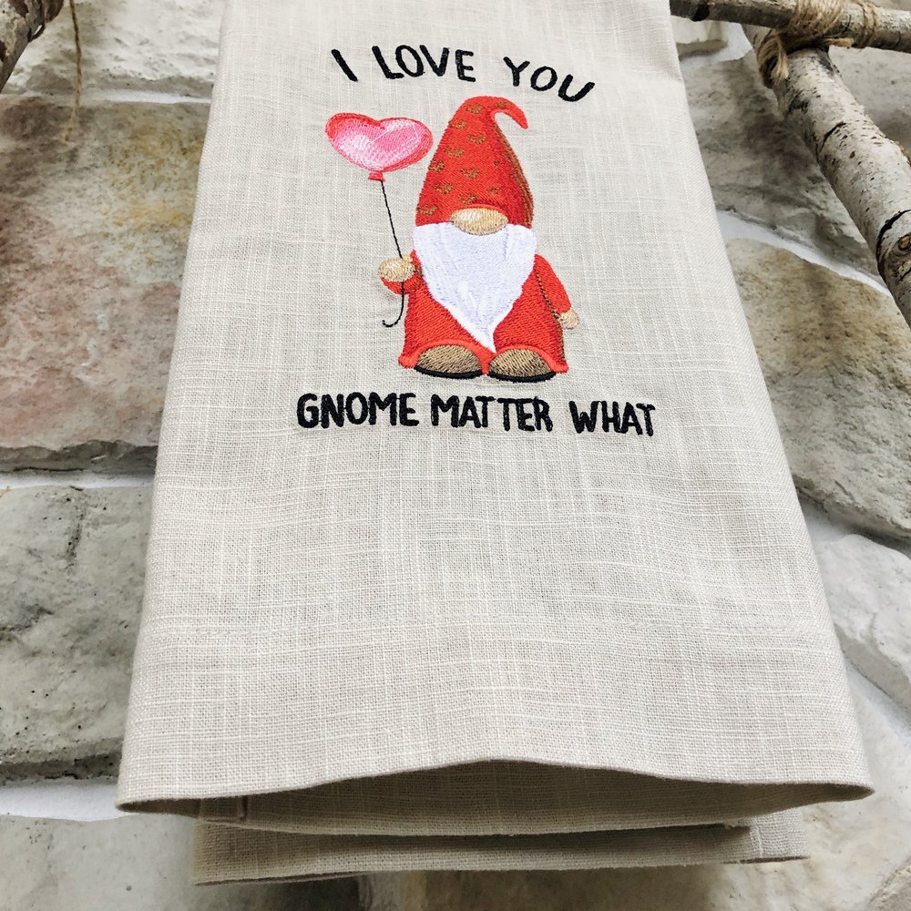 Gnome Heart Balloon Linen Towel