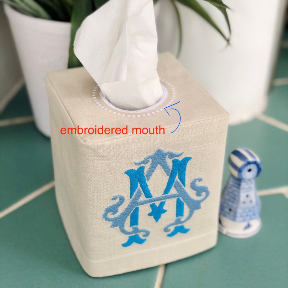 Intertwined Two Letter Monogram Tissue Box Cover