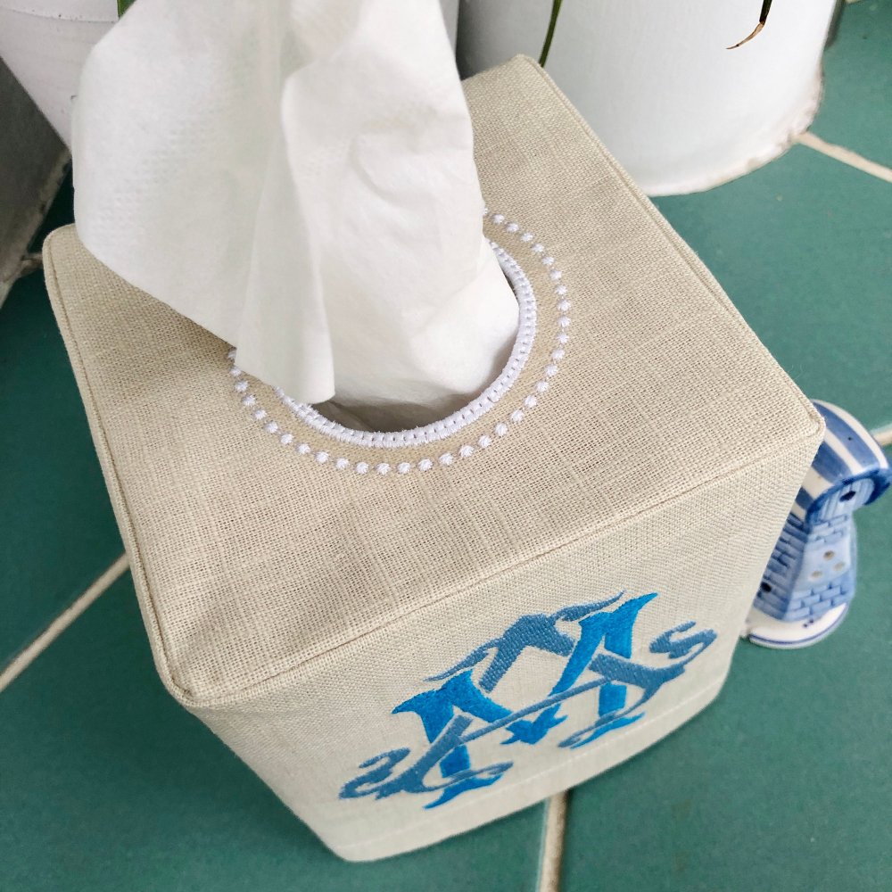 Intertwined Two Letter Monogram Tissue Box Cover