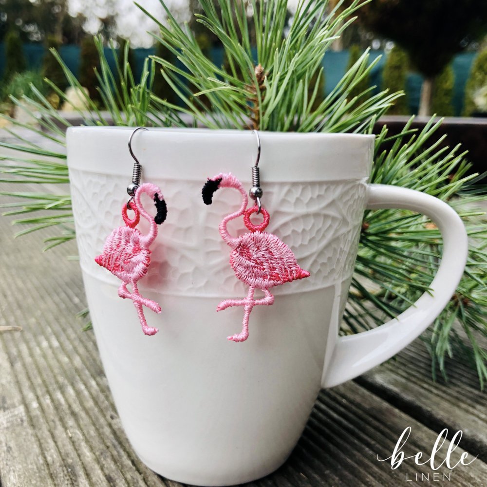 Lace earrings - flamingo