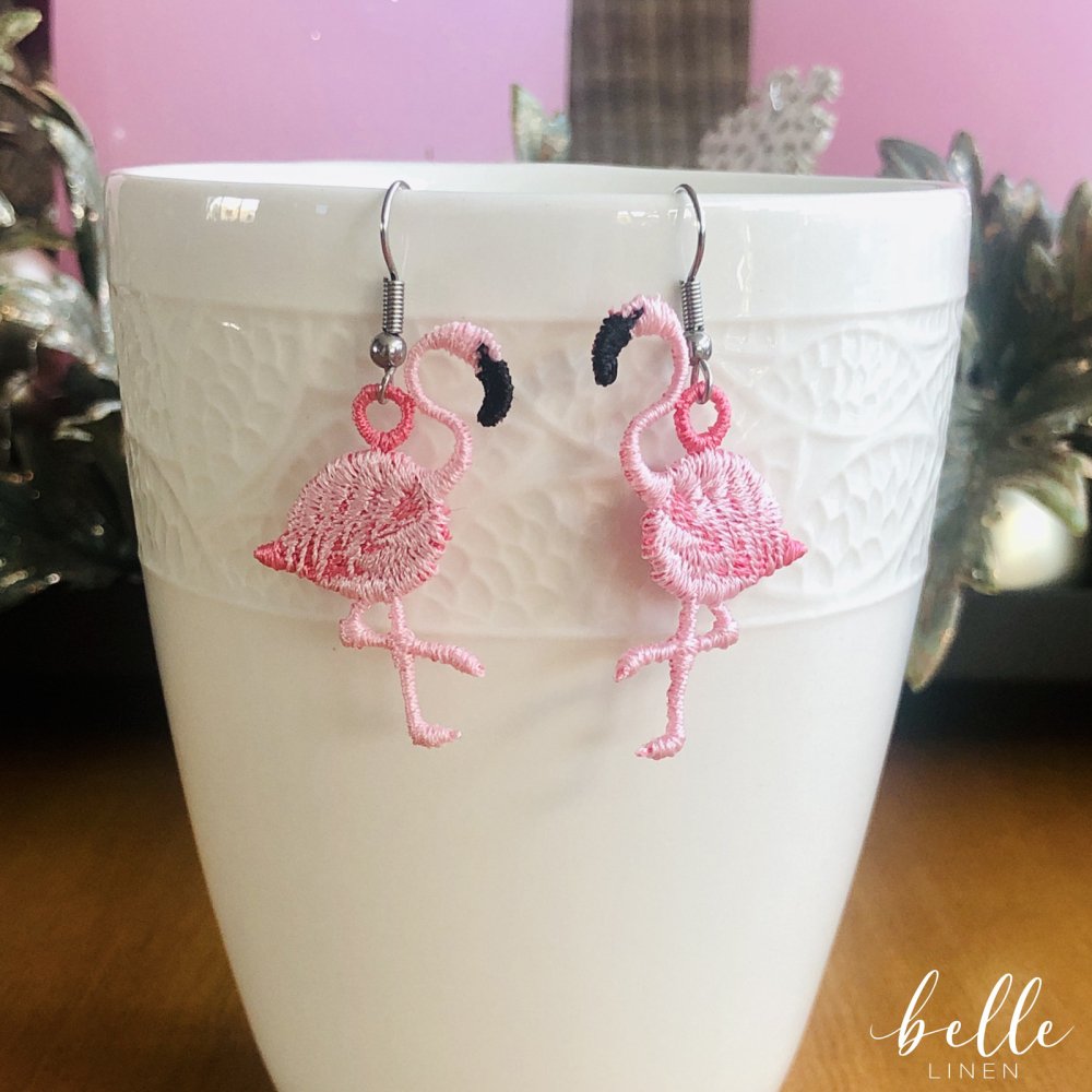 Lace earrings - flamingo