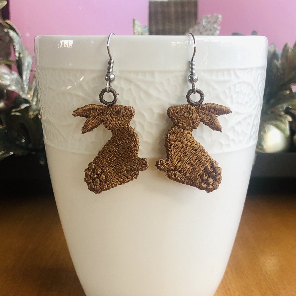 Lace earrings - chocolate bunnies