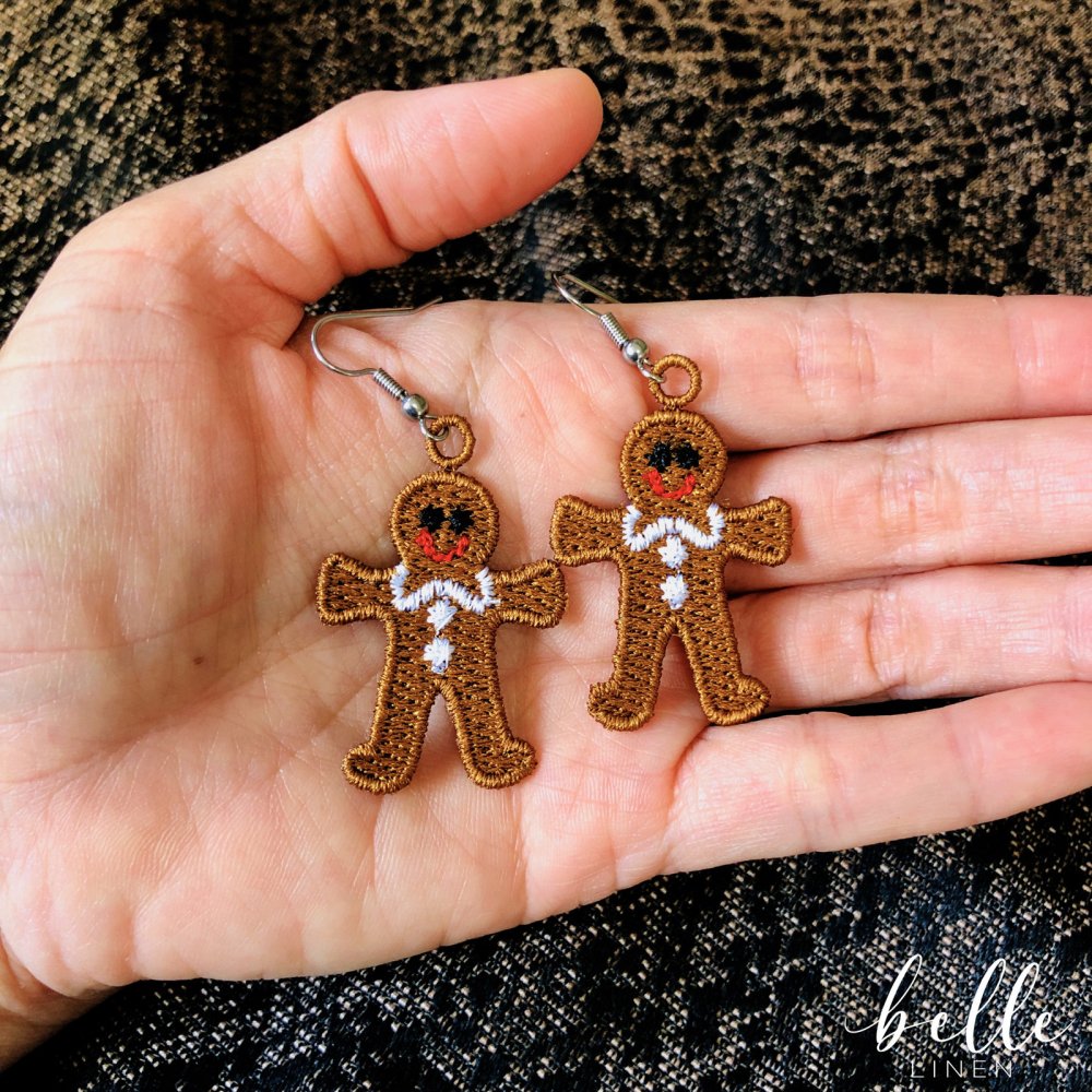 Lace earrings - gingerbread boys