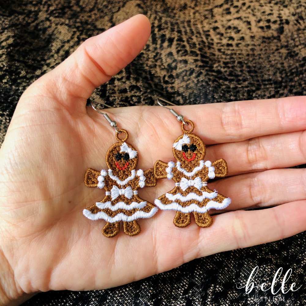 Lace earrings - gingerbread girls