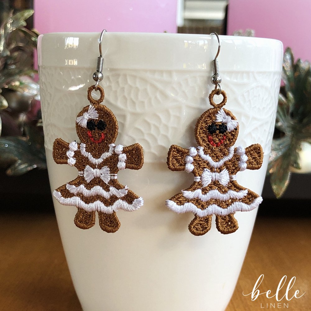 Lace earrings - gingerbread girls