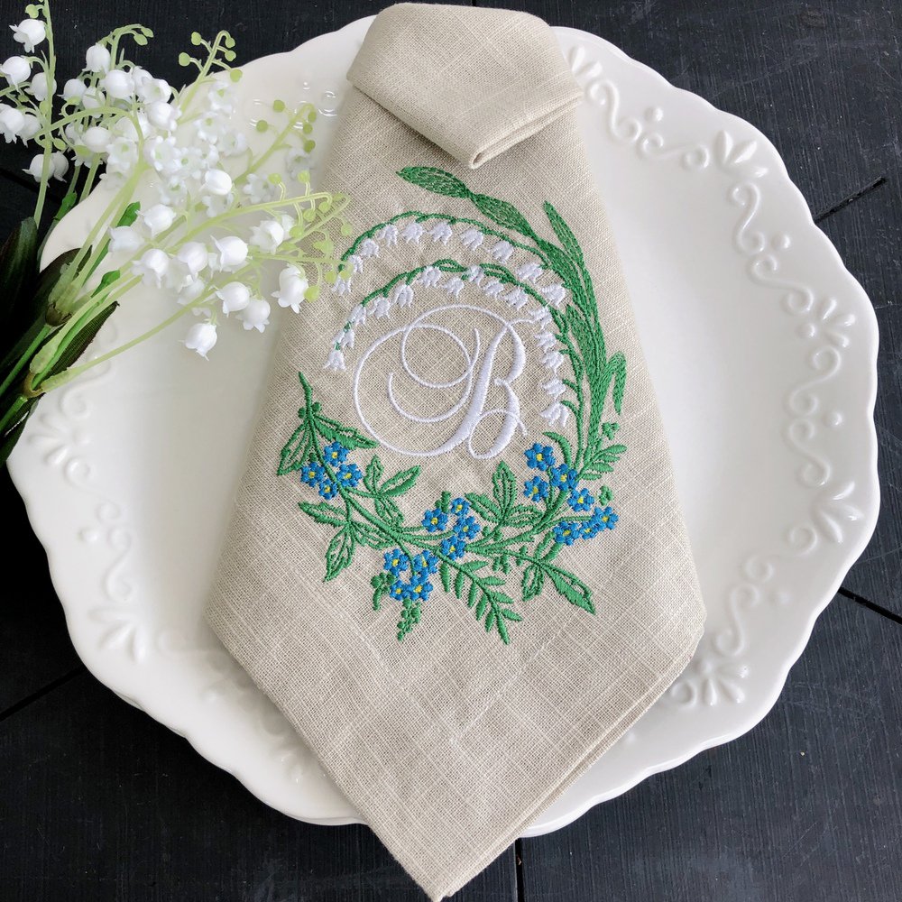 Lily Monogram Linen Napkin