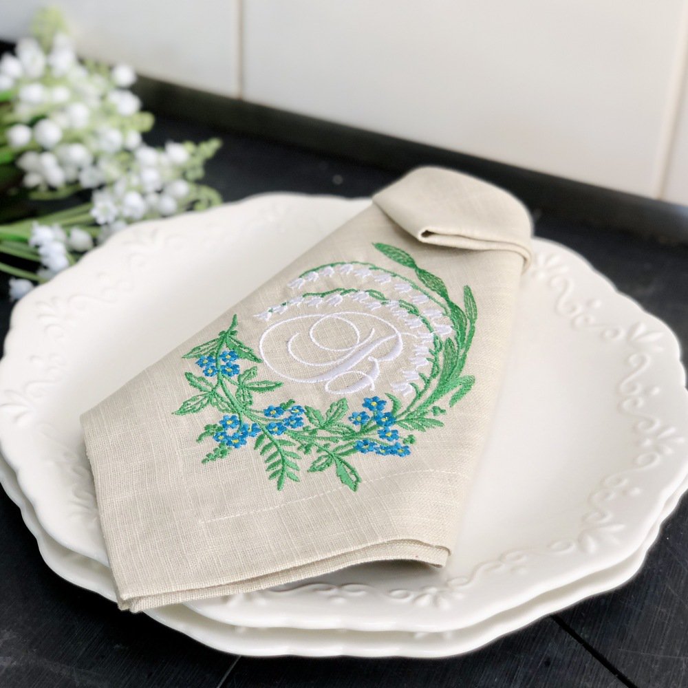 Lily Monogram Linen Napkin