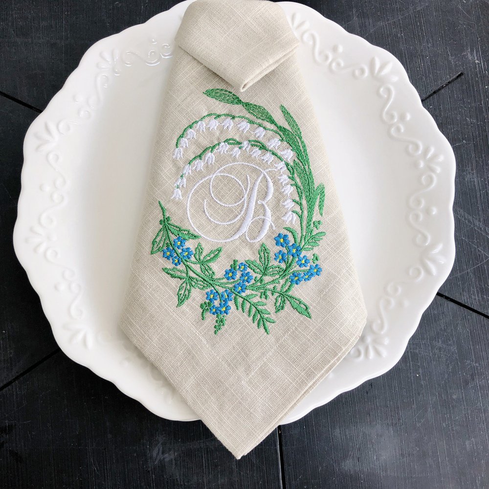 Lily Monogram Linen Napkin