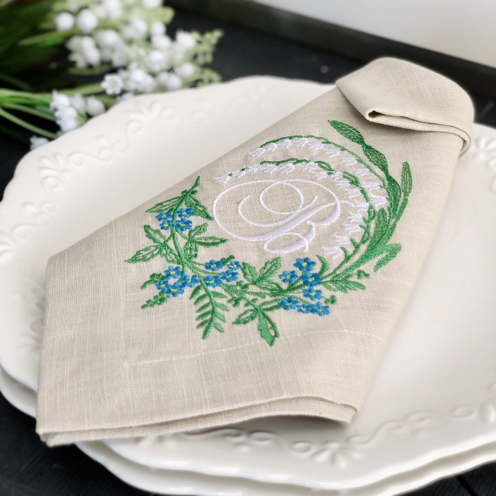 Lily Monogram Linen Napkin