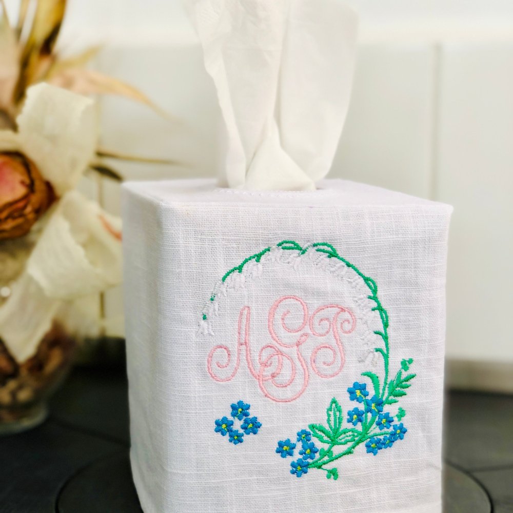 Lily Wreath Monogramed Box Cover