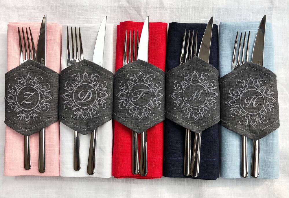 Linen Napkin Ring - Monogram