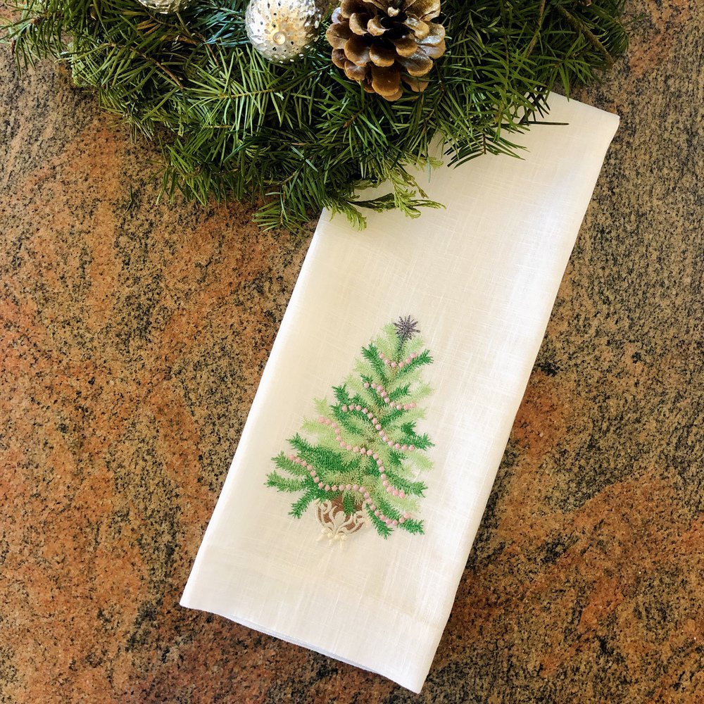 Pastel Christmas Tree Linen Towel