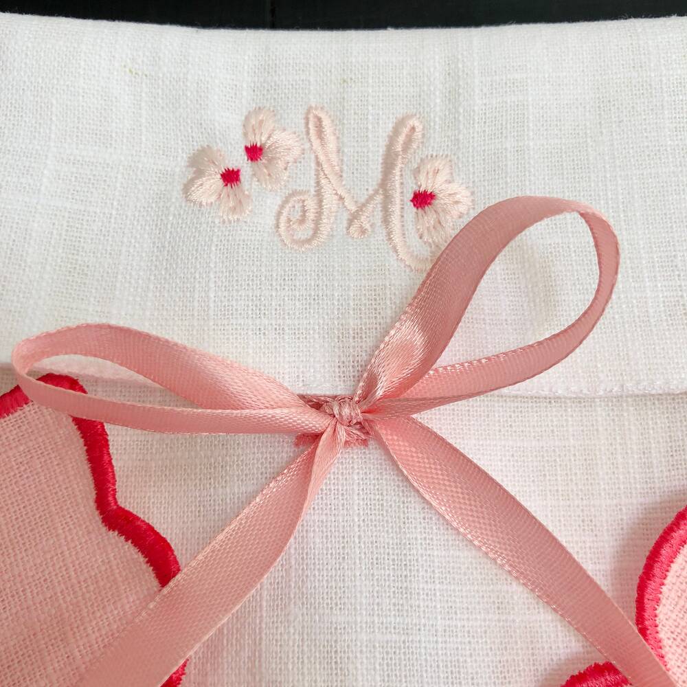 Peach Blossom Monogram Cocktail Napkins Set of 4