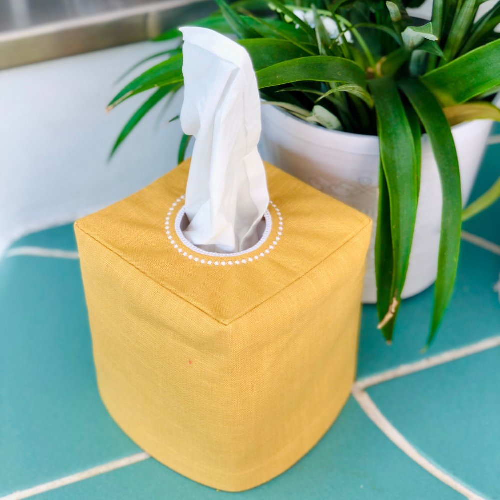 Plain Linen Tissue Box Cover