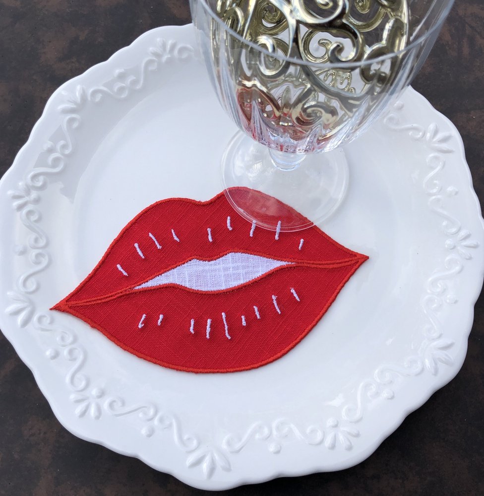 Sexy Lips Linen Cocktail Napkins Set of 4