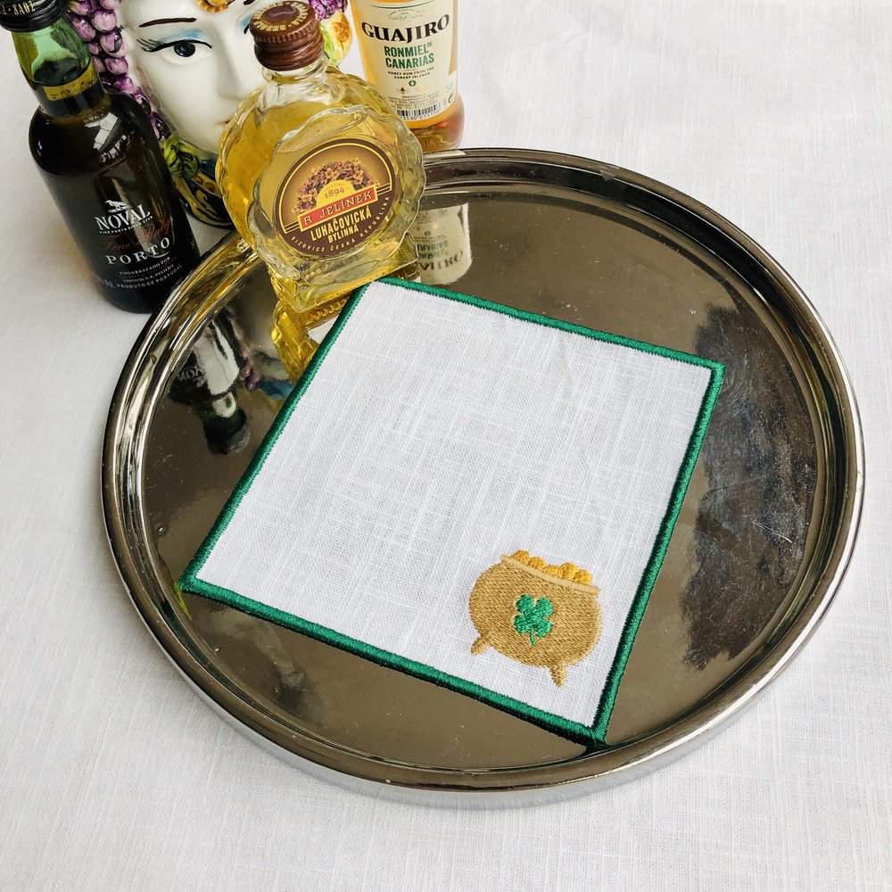 St Patrick's Day Linen Cocktail Napkins Set of 4