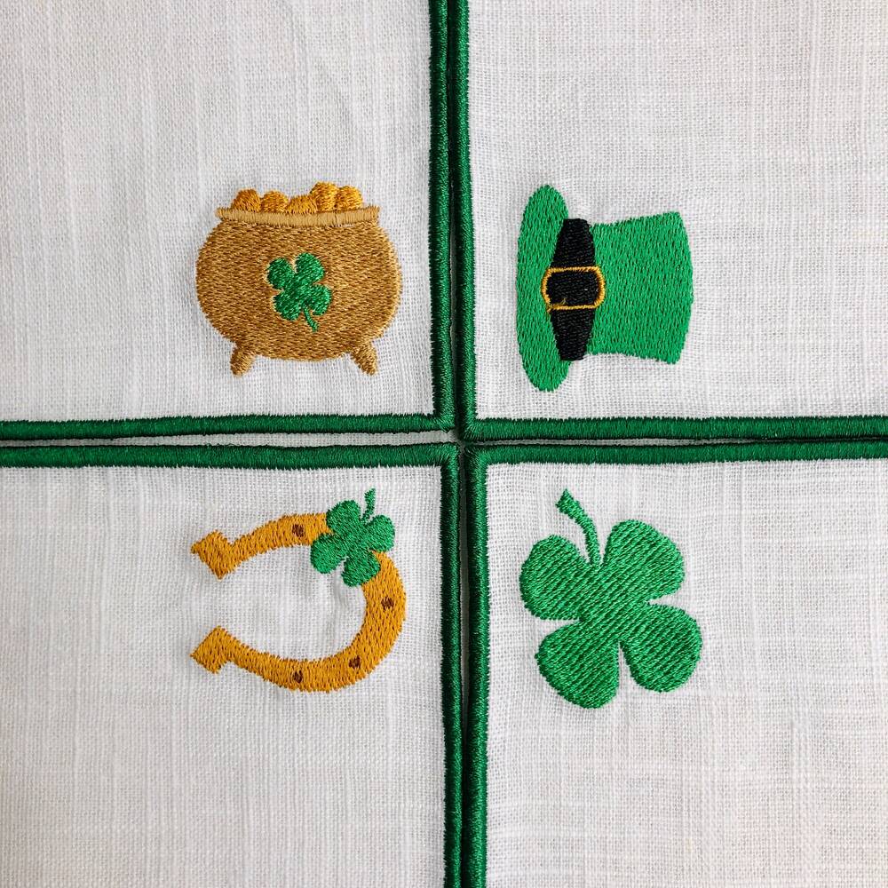 St Patrick's Day Linen Cocktail Napkins Set of 4