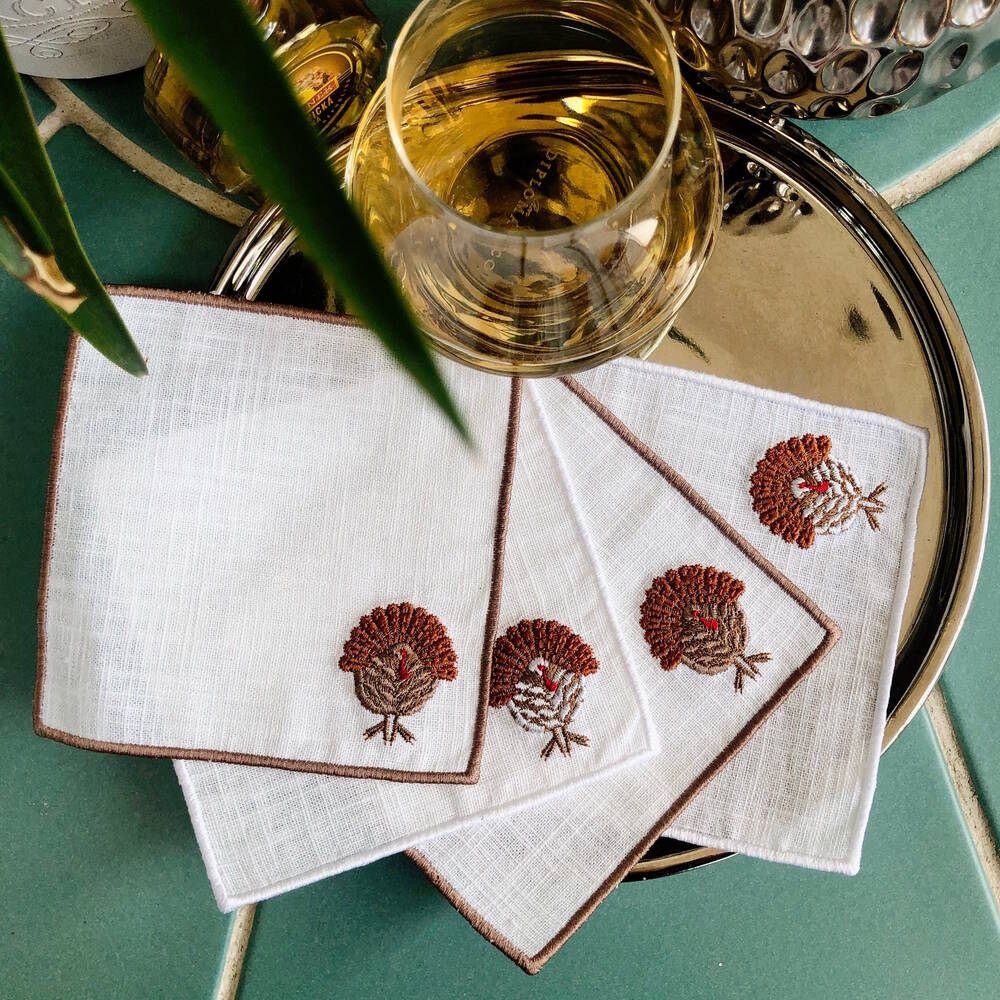 Thanksgiving Turkey Cocktail Napkins Set of 4